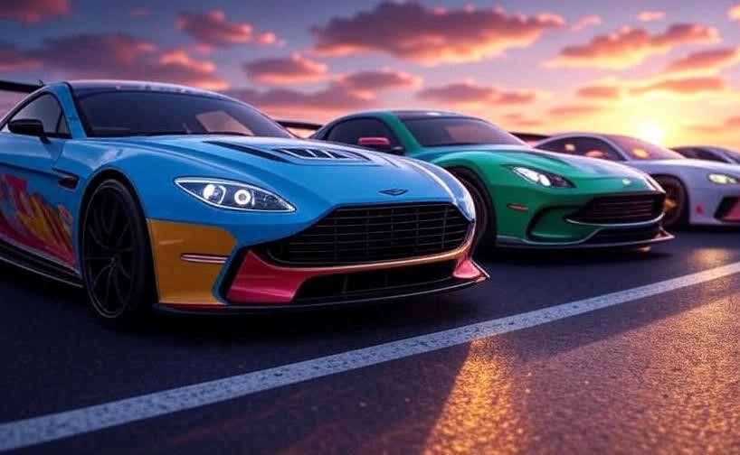 high-speed virtual car race